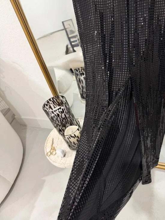 Zara Black Sequin Long-Sleeve Maxi Dress - Picture 3 of 7